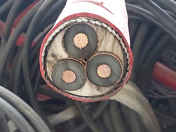 Üç damarlı enerji kablosunun bakır iletkenleri